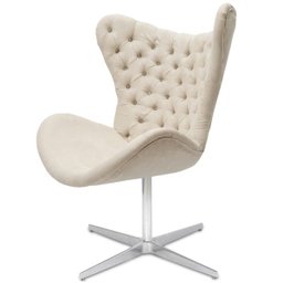 Poltrona Egg Slim Suede Nude Capitonê Brilho Base Giratória - 2
