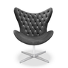 Poltrona Egg Slim Capitonê Brilho Suede Cinza Base Giratória - 1