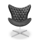 Ver imagem 1 de Poltrona Egg Slim Capitonê Brilho Suede Cinza Base Giratória