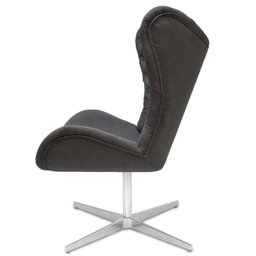 Poltrona Egg Slim Capitonê Brilho Suede Cinza Base Giratória - 2