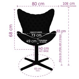 Poltrona Egg Slim Capitonê Brilho Suede Cinza Base Giratória - 4