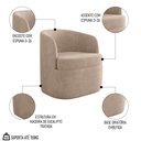 Ver imagem 3 de Kit 2 Poltronas Giratória Decorativa para Sala Dandara K04 Veludo Bege - Mpozenato