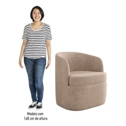 Kit 2 Poltronas Giratória Decorativa para Sala Dandara K04 Veludo Bege - Mpozenato - 5