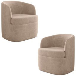 Kit 2 Poltronas Giratória Decorativa para Sala Dandara K04 Veludo Bege - Mpozenato - 1