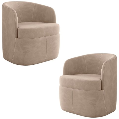 Kit 2 Poltronas Giratória Decorativa para Sala Dandara K04 Veludo Bege - Mpozenato