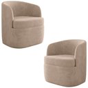 Ver imagem 1 de Kit 2 Poltronas Giratória Decorativa para Sala Dandara K04 Veludo Bege - Mpozenato