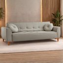 Ver imagem 3 de Sofá Living Star 16 2,25m Vira Cama Casal Braços Removíveis Pés Madeira e 2 Almofadas -