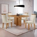 Ver imagem 1 de Mesa de Jantar Olímpia 90cm Mdf Canto Copo e com 4 Cadeiras Athenas