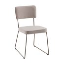 Ver imagem 2 de Cadeira de Jantar Minimalista Roma Linho Bege Base Aço Dourado - Ooca Móveis