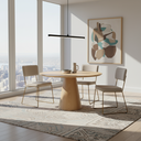 Ver imagem 6 de Cadeira de Jantar Minimalista Roma Linho Bege Base Aço Dourado - Ooca Móveis