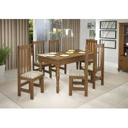 Conjunto Valencia Mesa de Madeira 1,60 com 6 Cadeiras - Imbuia Fosco - 1