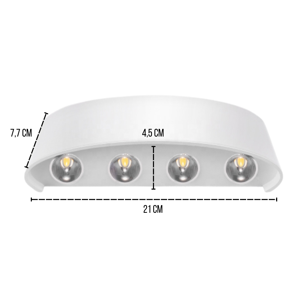 Arandela (Cor Branca) Meia Lua De Sobrepor Interno E Externo LED 8W Bivolt IP65 Luz Branco Quente Co - 2