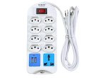 Ver imagem 1 de Régua Extensão Elétrica 9 Tomadas com 2 Usb e Cabo 2 Metros