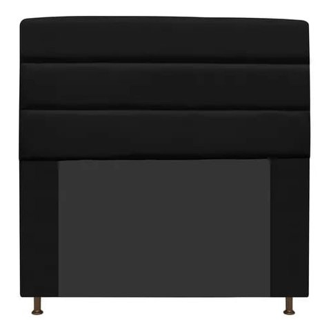 Cabeceira Estofada Turim 140CM Casal Courino Preto - D A DECOR