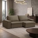 Ver imagem 5 de Sofá 3 Lugares Retrátil Reclinável para Sala 225cm Malfati F04 Veludo Amêndoa - Lyam Decor