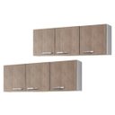 Ver imagem 1 de Kit 2 Armários Aéreos Parma 150cm 3 Portas Branco/Castanho - Lumil Móveis