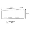 Ver imagem 4 de Kit 2 Armários Aéreos Parma 150cm 3 Portas Branco/Preto - Lumil Móveis