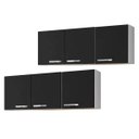 Ver imagem 1 de Kit 2 Armários Aéreos Parma 150cm 3 Portas Branco/Preto - Lumil Móveis