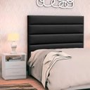 Ver imagem 2 de Cabeceira Cama Box Solteiro 90cm Greta Corano Preto e 1 Mesa de Cabeceira Branco - Mpozenato