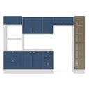 Ver imagem 2 de Cozinha Completa 5 Peças com Cristaleira em MDF Azul Yescasa