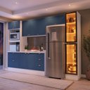 Ver imagem 1 de Cozinha Completa 5 Peças com Cristaleira em MDF Azul Yescasa