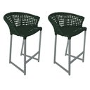 Ver imagem 1 de Kit 2 Banquetas Reis em Corda Náutica e Base em Alumínio Cinza para Área Gourmet Verde Musgo