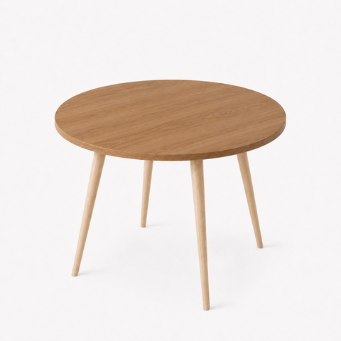 Mesa Jantar Sofia Redonda 80cm Serrano 18mm Pés de Madeira Natural Marin