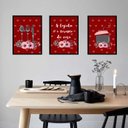 Ver imagem 1 de Kit 3 Quadros Cozinha Vermelha - Corações 24x18cm - com Vidro:moldura Preta