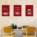 Ver imagem 2 de Kit 3 Quadros Cozinha Vermelha - Corações 24x18cm - com Vidro:moldura Preta