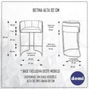 Ver imagem 2 de Banqueta Alta com Encosto Betina Base Preto Linho Bege - Nexta Casa