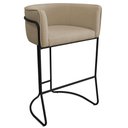 Ver imagem 1 de Banqueta Alta com Encosto Betina Base Preto Linho Bege - Nexta Casa