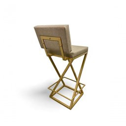 Banqueta Zênite com Encosto Estofada Metalon Dourado Bege - 65cm - 5