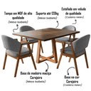 Ver imagem 4 de Conjunto Mesa Isabela com Helen 4 Lugares Tampo MDF Freijó Veludo Cinza 120cm Ideal Decor