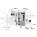 Ver imagem 3 de Quarto de Canto Solteiro com Guarda Roupas Cabeceira e Escrivaninha Alpes Luciane Móveis Branco Pf