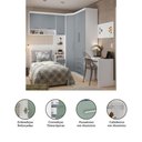 Ver imagem 2 de Quarto de Canto Solteiro com Guarda Roupas Cabeceira e Escrivaninha Alpes Luciane Móveis Branco Pf