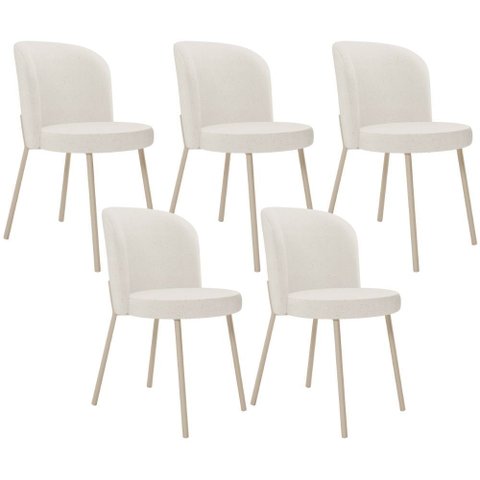 Kit 05 Cadeiras para Sala de Jantar Cozinha Estofada Gavi Arena L02 Linho Bege - Lyam Decor