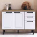 Ver imagem 1 de Balcão para Cozinha 3 Portas Provençal Marrom/Jequitiba/Branco