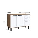 Ver imagem 3 de Balcão para Cozinha 3 Portas Provençal Marrom/Jequitiba/Branco