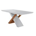 Ver mais imagens de Conjunto: Mesa Sala Jantar Imperatriz Tampo Madeirado C/ Vidro Curvo 180x90 e 6 Cadeiras Imperatriz