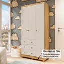 Ver imagem 7 de Guarda-Roupa Infantil 3 Portas e 3 Gavetas 100% MDF Mimo Espresso Móveis Bege/Off White/Amêndoa
