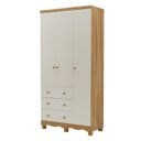 Ver imagem 2 de Guarda-Roupa Bebê 3 Portas e 3 Gavetas 100% MDF Mimo Espresso Móveis Bege/Off White/Amêndoa