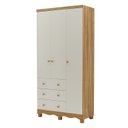 Ver imagem 2 de Guarda-Roupa Infantil 3 Portas e 3 Gavetas 100% MDF Mimo Espresso Móveis Bege/Off White/Amêndoa