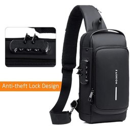Pochet Masculina com Cadeado À Prova D'água Anti-roubo Preta - 3