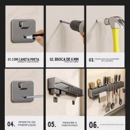 Rack Suspenso de Parede Cozinha Porta Facas Utensílios Cinza:40cmtrc0346 - 5