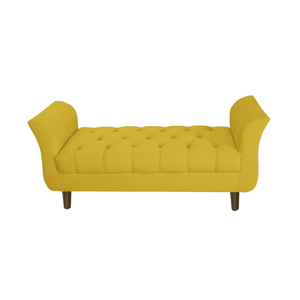 Recamier Estofado Para Quarto Closet 90 cm Grécia Corano Amarelo - DL DECOR