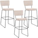 Ver imagem 1 de Kit 03 Banquetas Alta para Cozinha Sala de Jantar Base em Aço Allana L02 Suede Bege - Lyam Decor