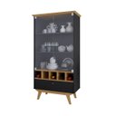 Ver imagem 1 de Cristaleira Martina Com 2 Portas de Vidro 1 Gaveta e 5 Nichos para Garrafas Camaru com Preto Fosco