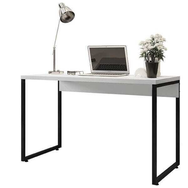 Kit Cadeira Escritório Job e Mesa Escrivaninha Industrial Soft Branco Fosco - Lyam Decor - 4