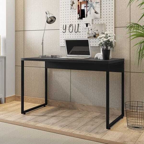 Mesa para Escritório e Home Office Industrial Soft F01 Preto Fosco - Lyam Decor - 2