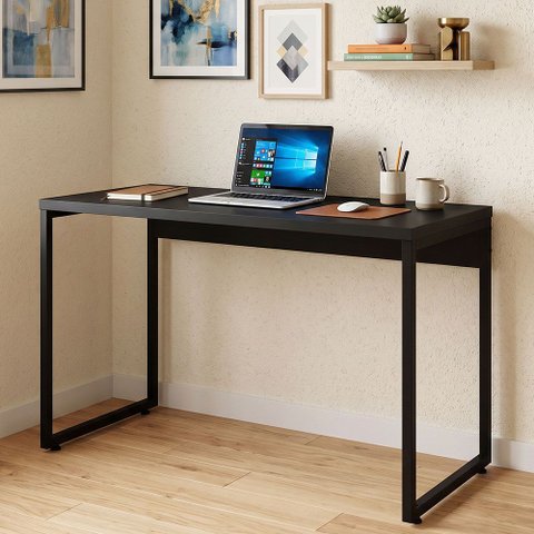 Mesa para Escritório e Home Office Industrial Soft F01 Preto Fosco - Lyam Decor